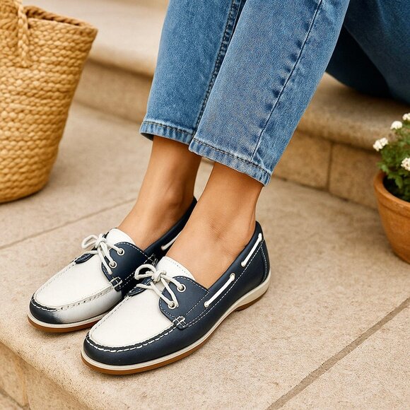 Robert Zur RZ Loafer Flats Black & White Leather Moc Drivers size 11 - Picture 9 of 9